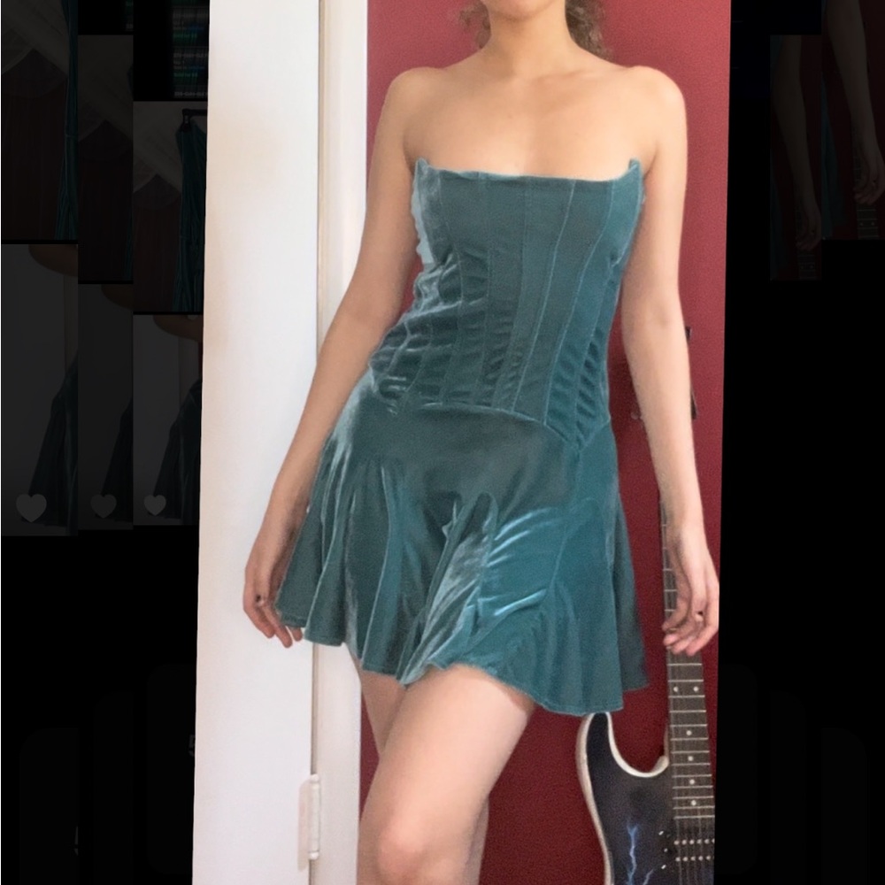 Emerald/blue mini dress